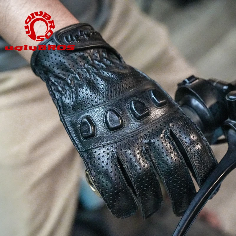 

UGLYBROS Retro Motorcycle Gloves Leather Horsehide 2025 Breathable Gloves For Men and Women All-Season Moto Gloves Guantes Moto