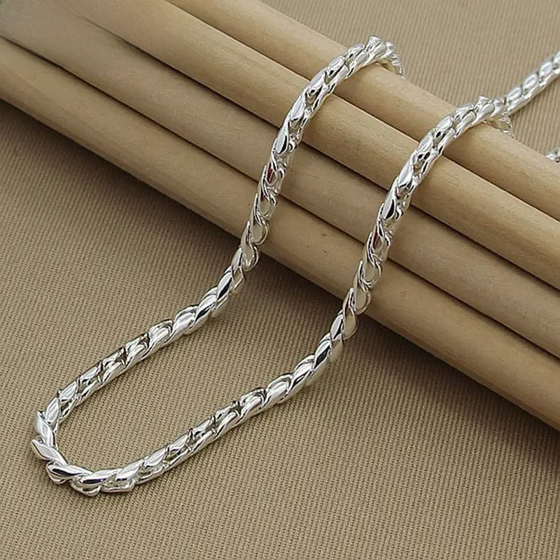 SHSTONE 925 Sterling Silver 4mm 20 Inch Snake Chain Naszyjnik dla kobiet Mężczyzna Impreza Zaręczyny Ślub Urok Biżuteria Moda Prezent — zdjęcie 2