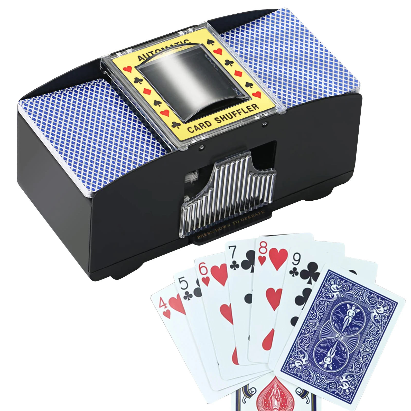 2 الطوابق التلقائي بطاقة تكساس shuffling آلة 2 في 1 أوراق اللعب خلط أداة التعامل مع ألعاب الحفلات المتثقلة التي تعمل بالبطارية #1