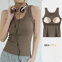 Modal Ribbed Camis with Built-in Padding Women Sleeveless Undershirt Summer Solid Color Outerwear Concealing Side Cleavage C4876 - Image 5