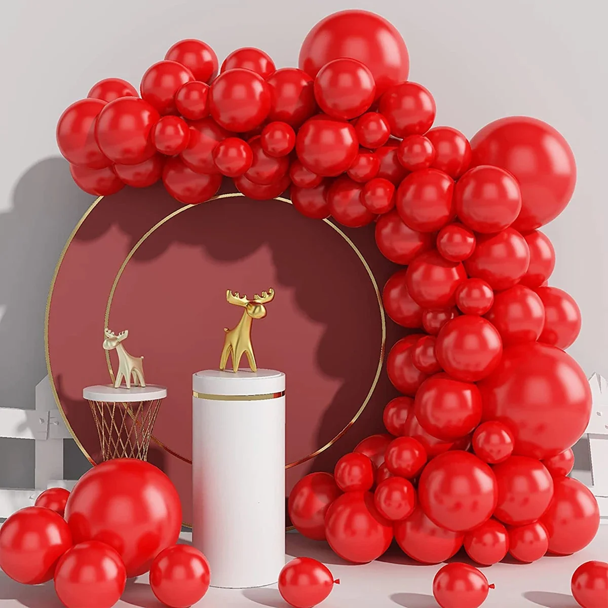 Kit d'arc de ballons en latex rouge, 18/12/5, trois tailles différentes, pour anniversaire, mariage, révélation du sexe, enterrement de vie de jeune fille, 88 pièces