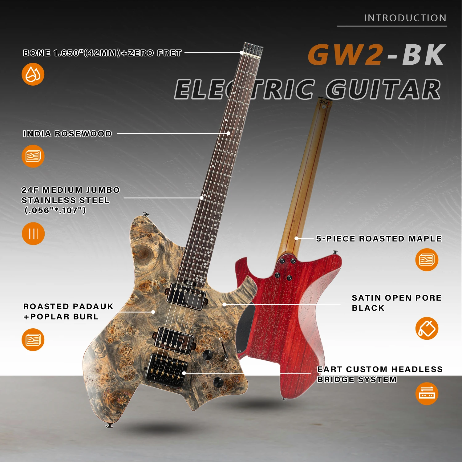 EART GW2 Hot Sale Guitar Headless Electric Guitars - AliExpress 18