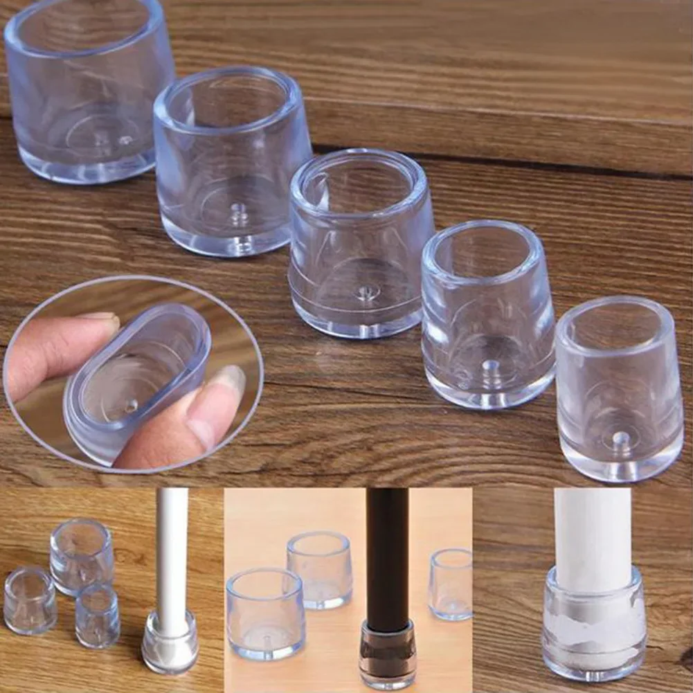 16pcs Furniture Leg Foot Protector Transparent White PVC 16mm/19mm/25mm Wear-resistant Cap Noise Reduction Protect Floor