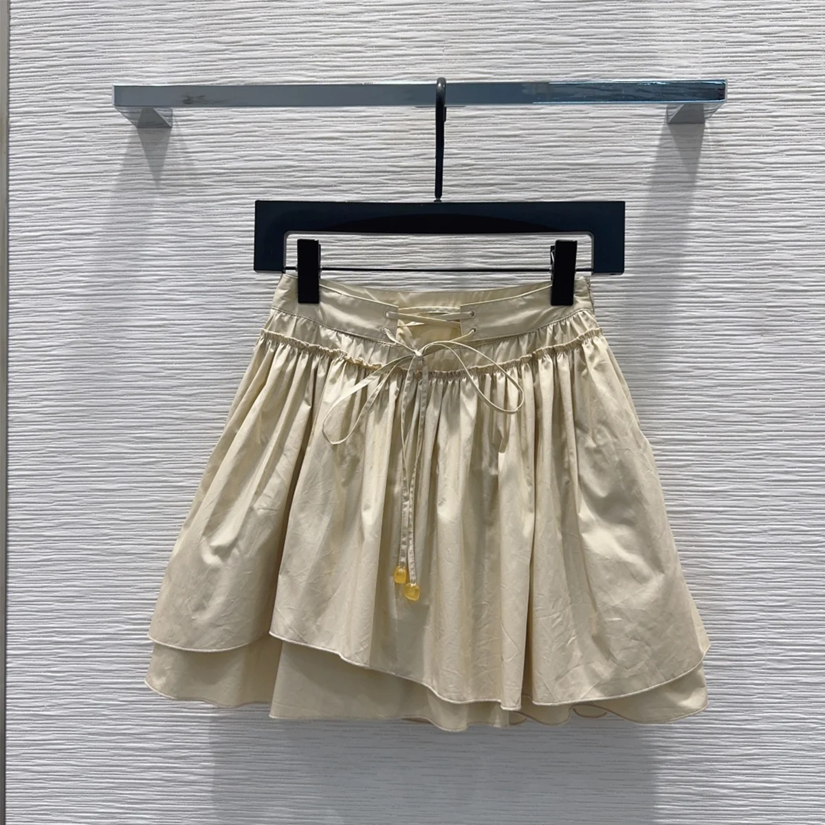 2026 high-quality new women's Korean style lace up high waisted pleated double-layer skirt--hb731
