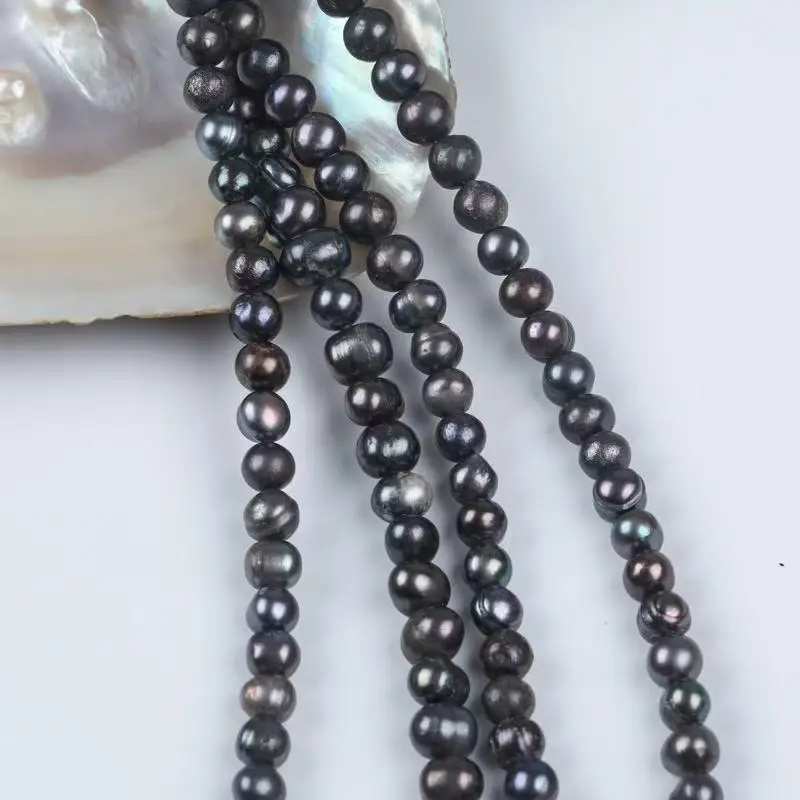 Wholesale 16 inches 8-9mm Black Natural Round Fresh Water Pearls Loose Strand
