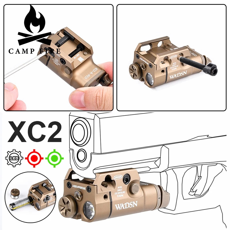 

Tactical Airsoft Surefir XC1 XC2 Weapon Scout Flashlight Red Green Laser Sight For Pistol Torch Glock G17 18C 19 Fit 20mm Rail