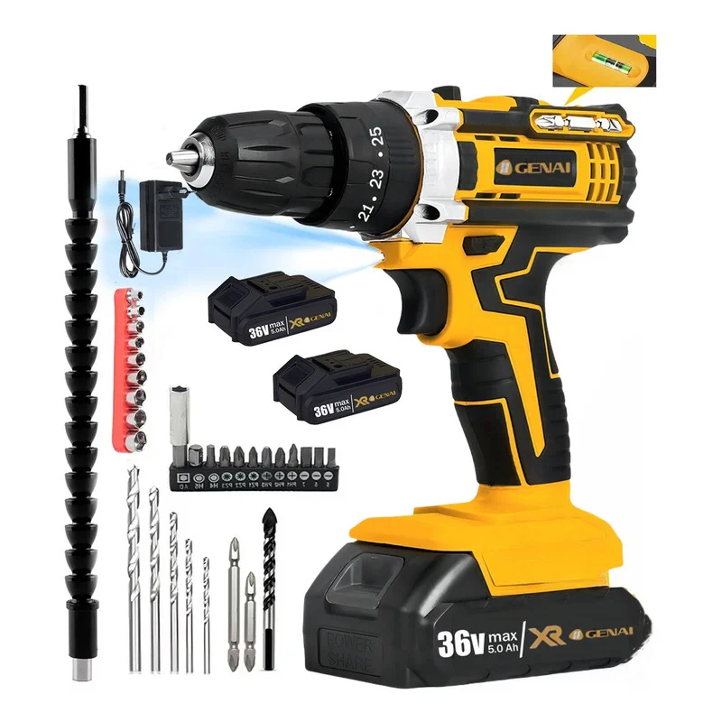 2 Batteries 21v Cordless Impact Drill Screw Machine