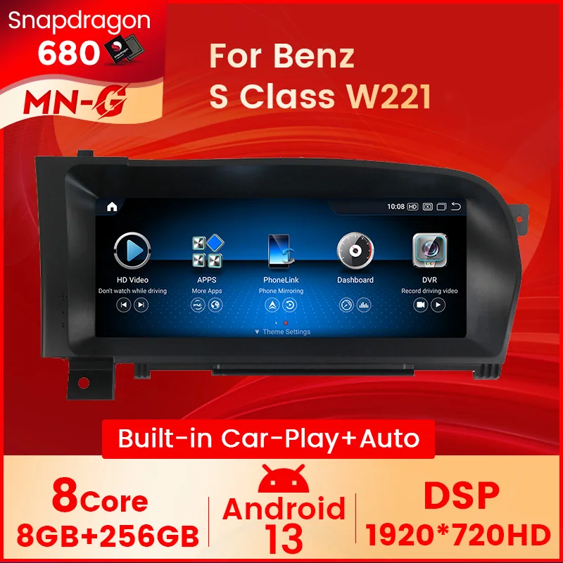 Wireless Carplay Android Auto AI Voice Car Radio Multimedia For Mercedes Benz S-Class W221 3.0/3.5 Navigation GPS DSP 4G WIFI BT