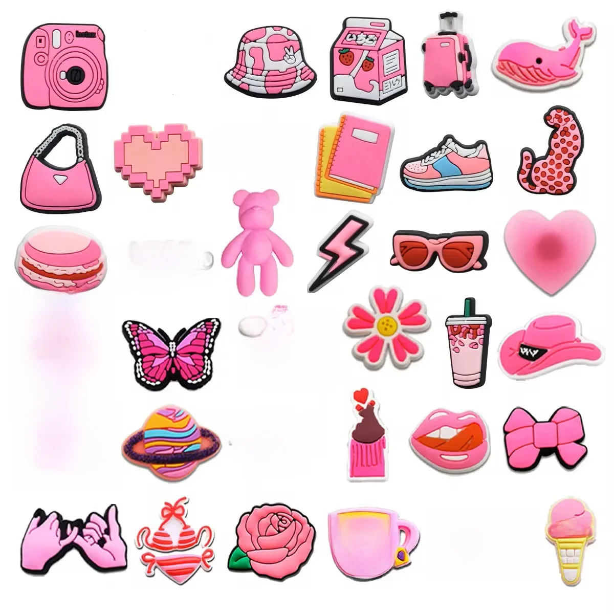 Breloques de chaussures pour Crocs, accessoires ours rose caniche, sabots pour femmes, boucle, épingles pour enfants, décoration Jeans, cadeau de noël, accessoires de chaussures