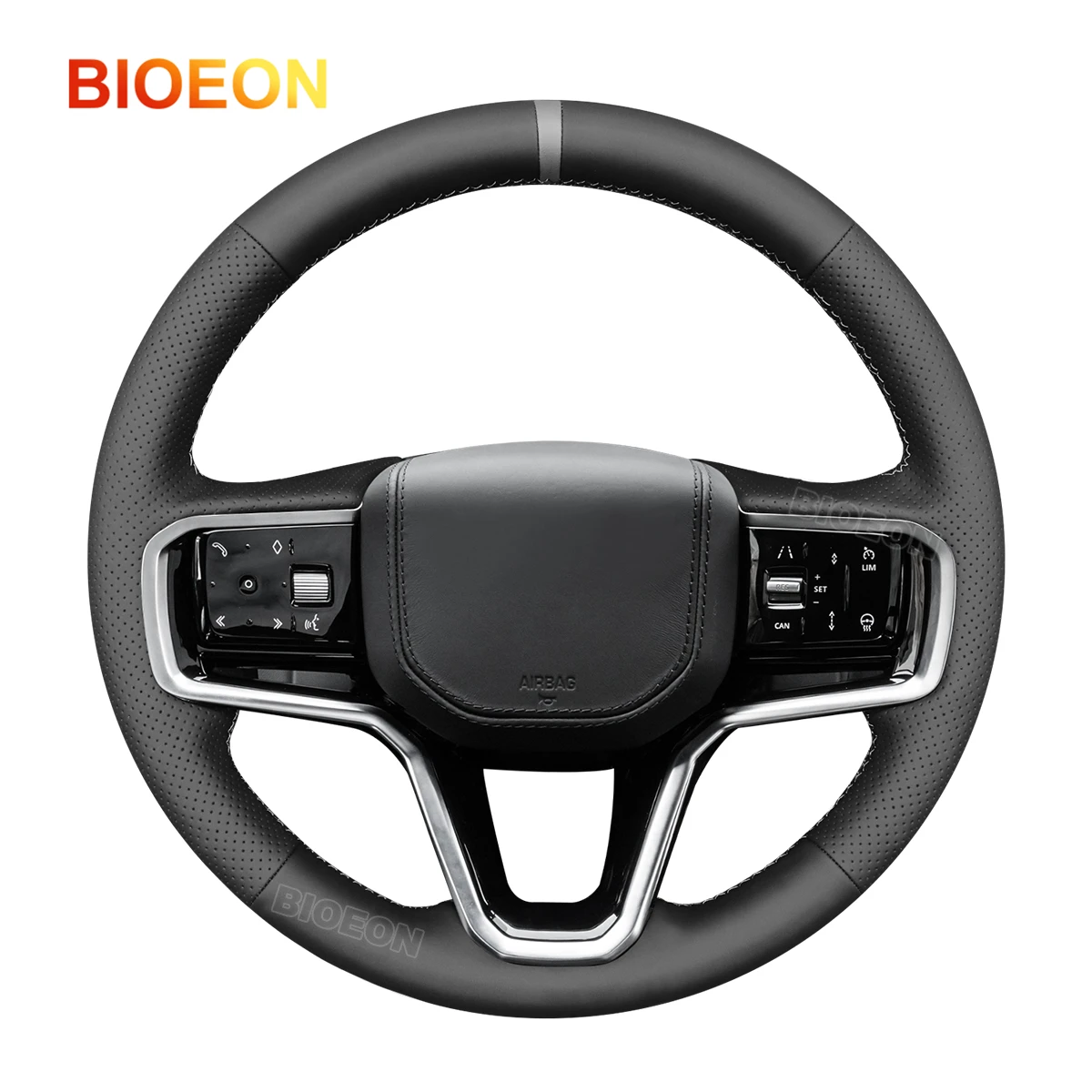 

Bioeon Black PU Leather Car Steering Wheel Cover for Land Rover Range Rover Sport III(L461) Discovery Sport (L550) Range Rover
