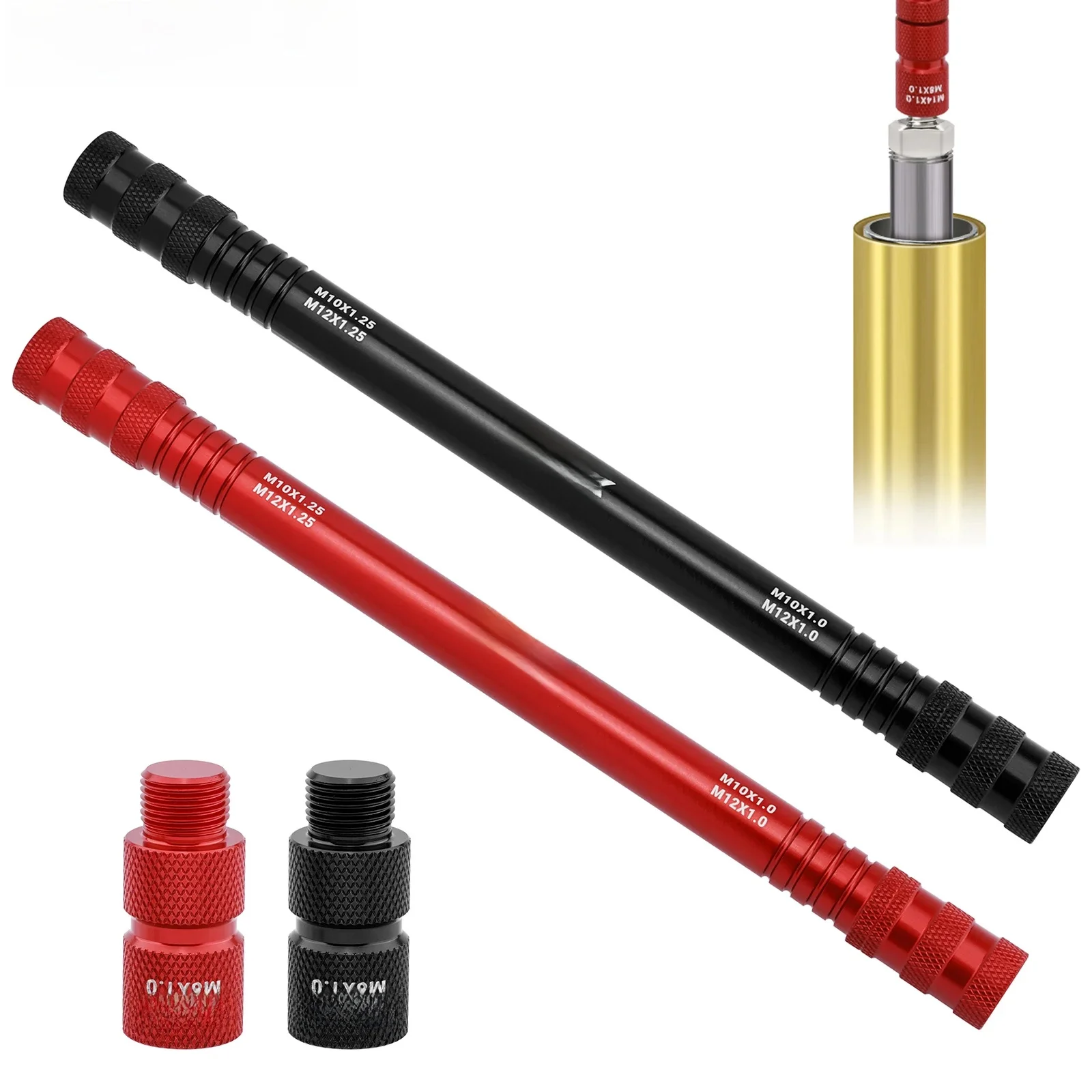 GMIPIX 6-in-1-Gabel-Dämpferstangen-Entlüftungswerkzeug M10 X 1,0/1,25 M12 X 1,0/1,25 M8 X 1,0 M14 X 1,0 Motorrad-Gabel-Entlüftungs-Reparaturwerkzeug