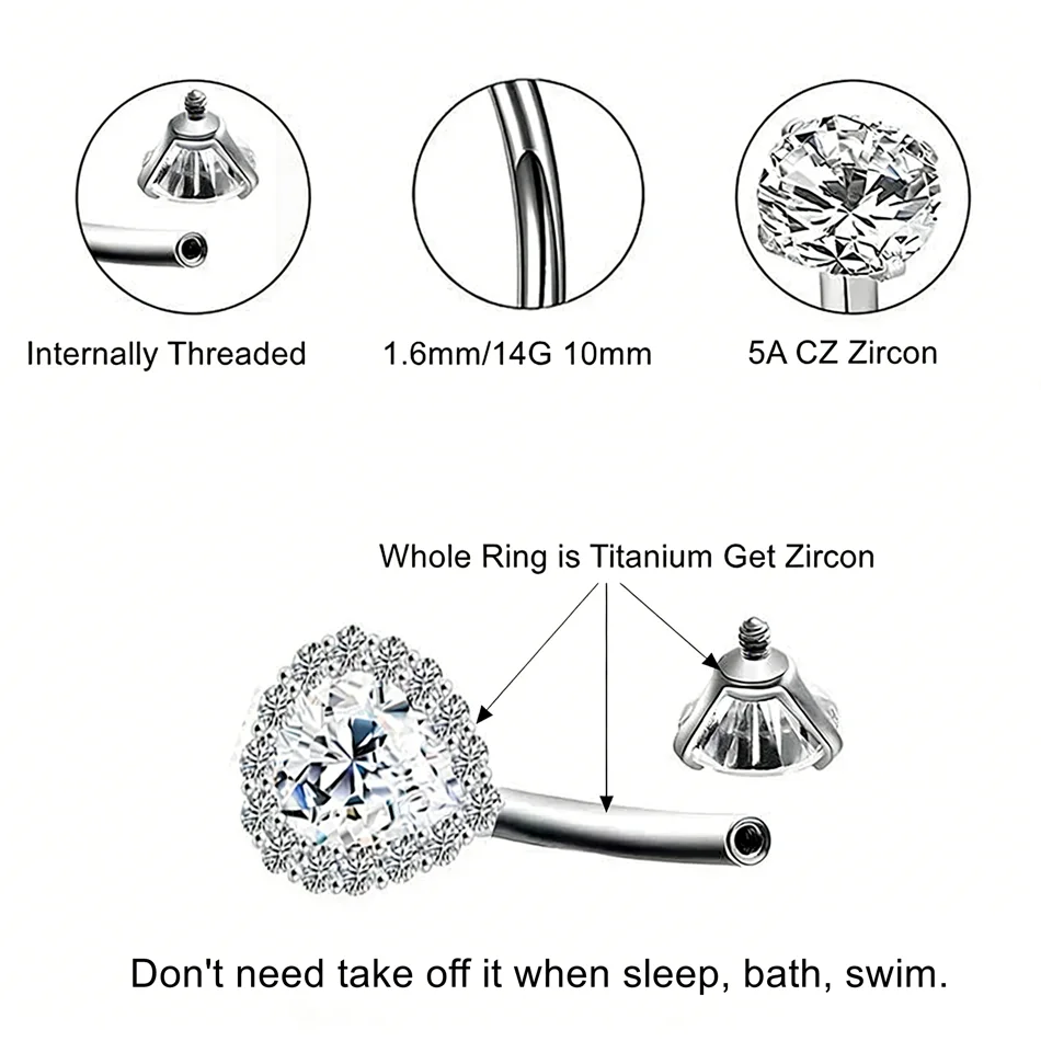100% G23 Titanium Navel Pierci - Belly Bar Titanium ulasan dan harga