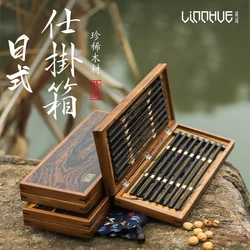 LINNHUE Fishing Tackle Box Wooden Japanese-Style Fish Float Fishing Line Accessories Storage Case Fish Equipment Box