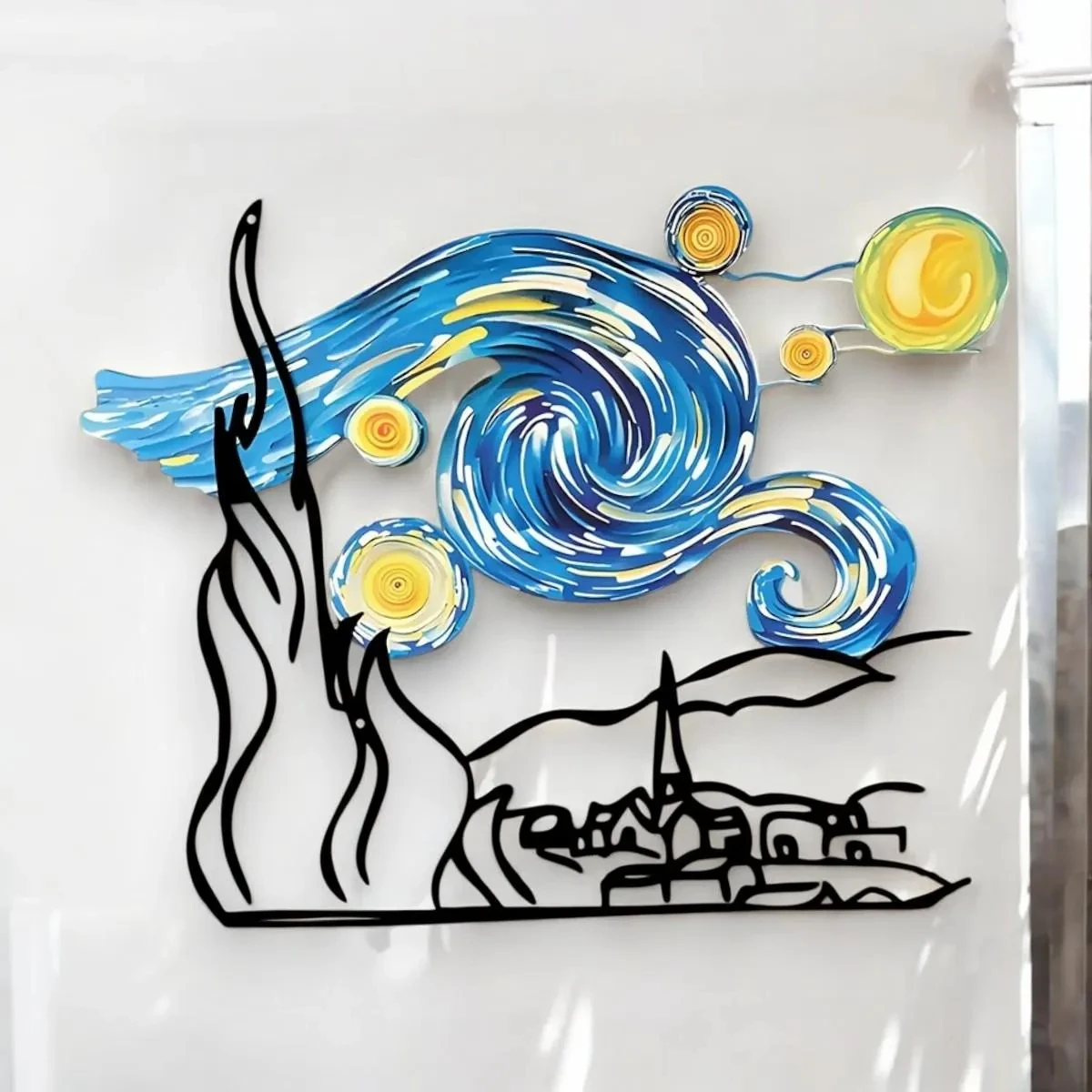 

Starry Night Metal Wall Art – Hand-Painted Metal Art, Unique Gift, Home Wall Decor, Artistic Gift Idea