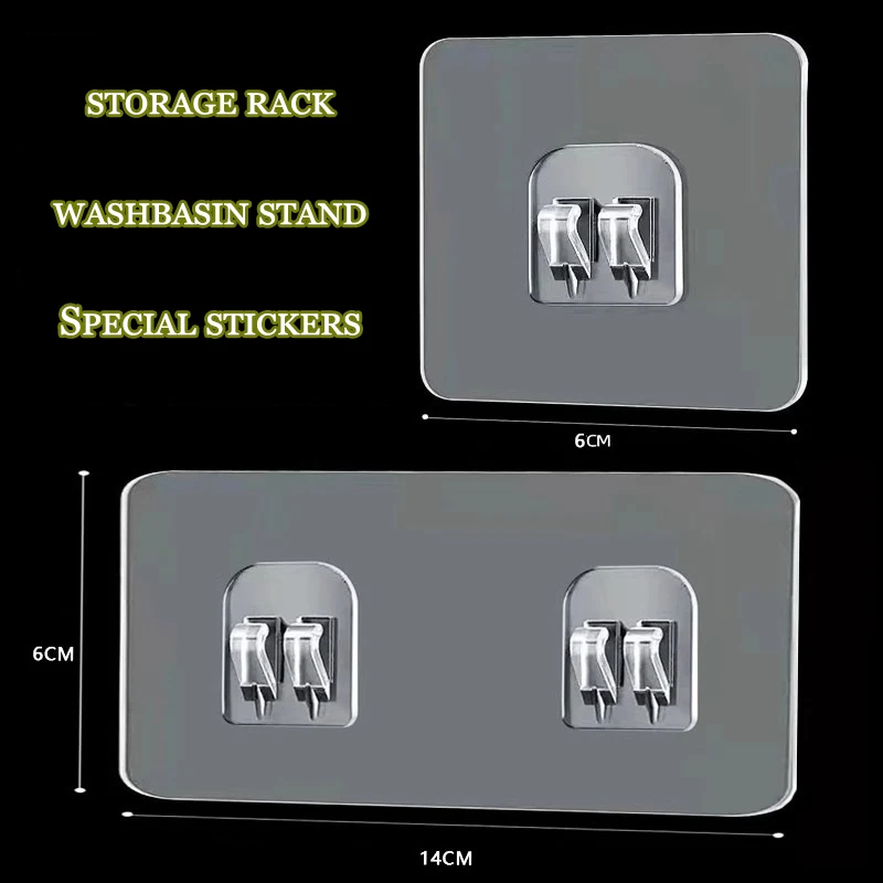 Adesivo de prateleira de parede para banheiro e cozinha, Rack adesivo forte impermeável, Cozinha aderente, Gancho de parafuso, Cremalheira de