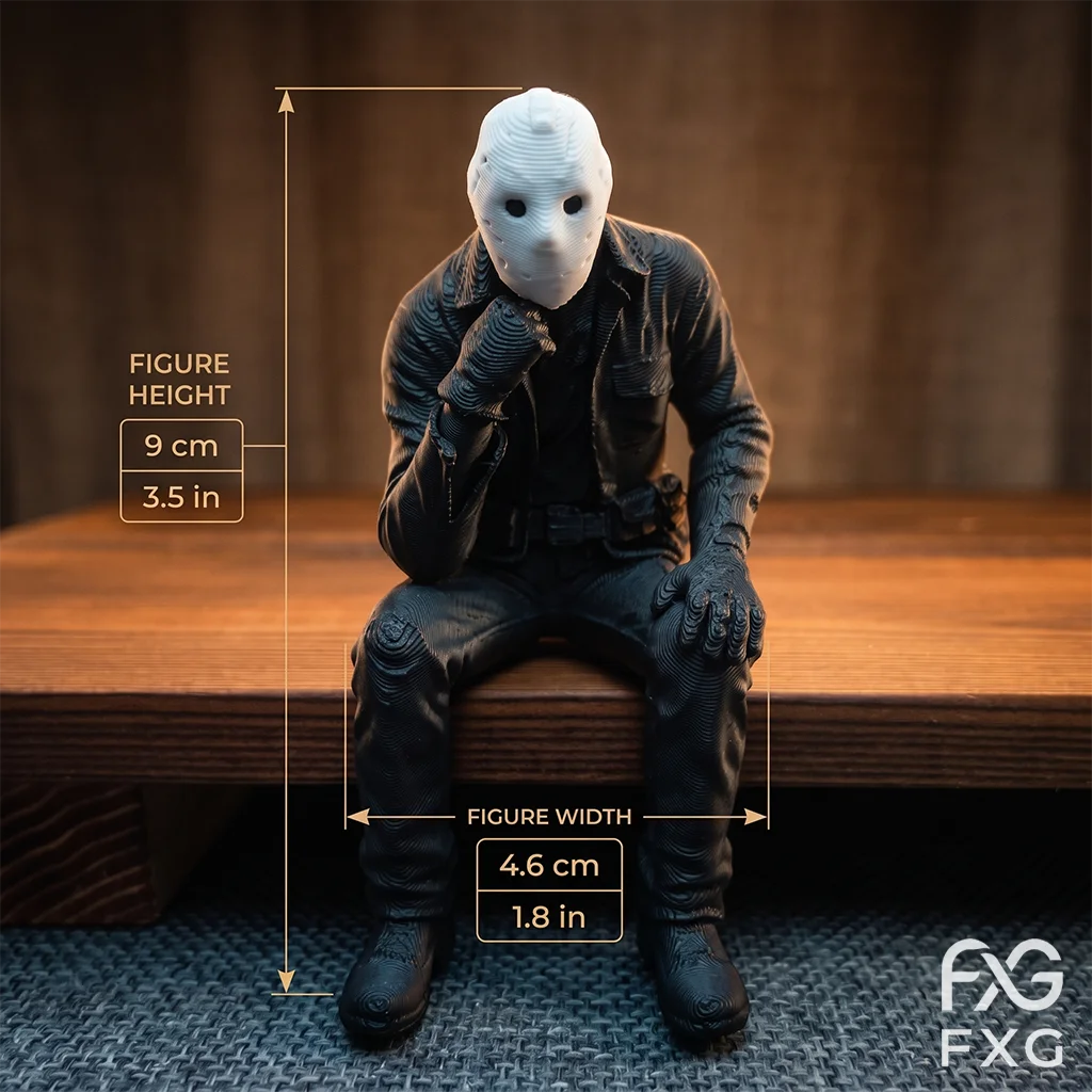 Sculpture de figurine assise réfléchissante avec masque tactique, Décoration de bureau, Cadeau pour les joueurs, Idée cadeau pour petit ami, Cadeau de Noël, H
