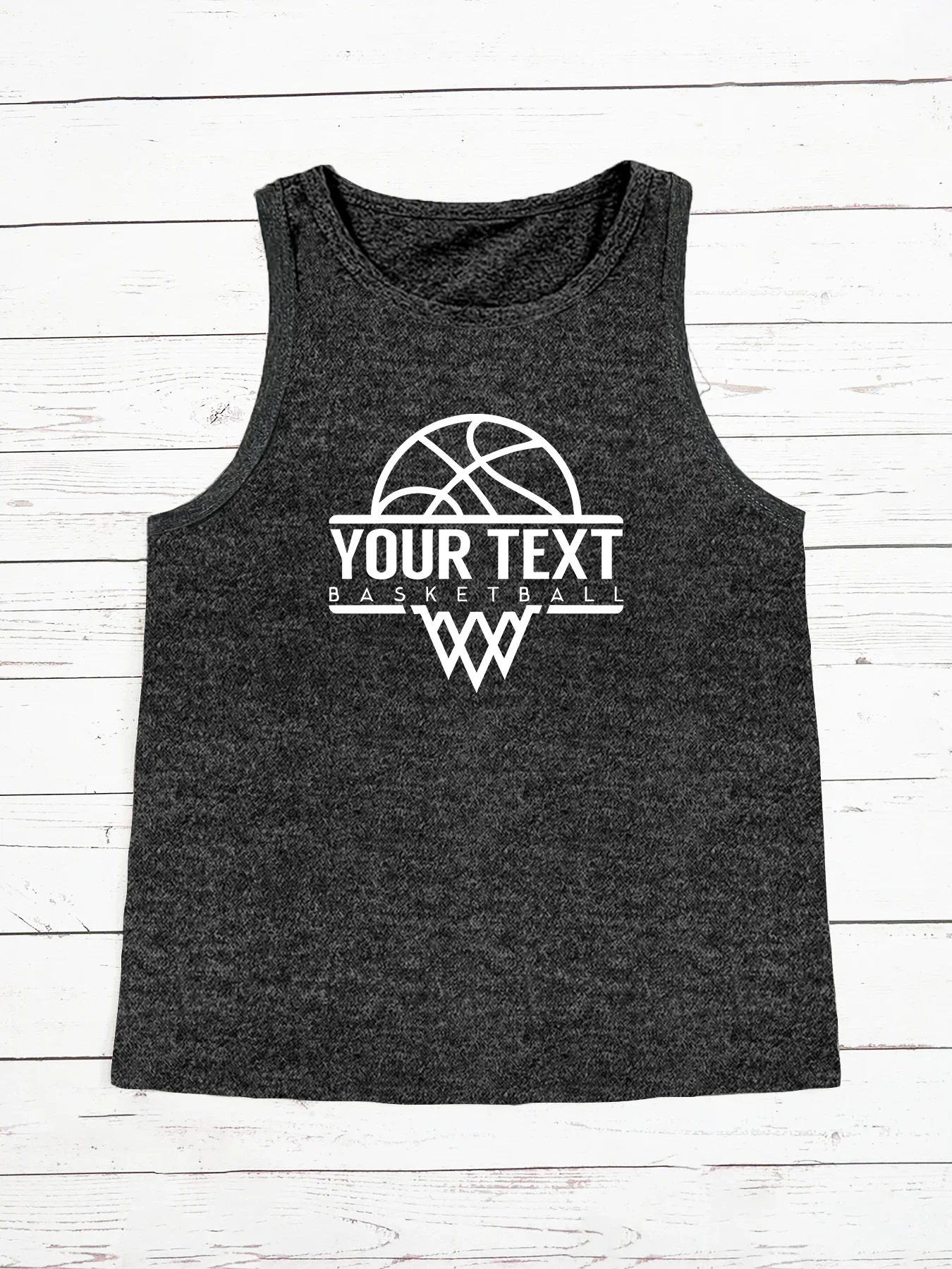 Your Text BasketBall BasketBall Letter Print Fashion Funny Sports Women's Tank Top Loose O Neck Sleeveless Casual Tank