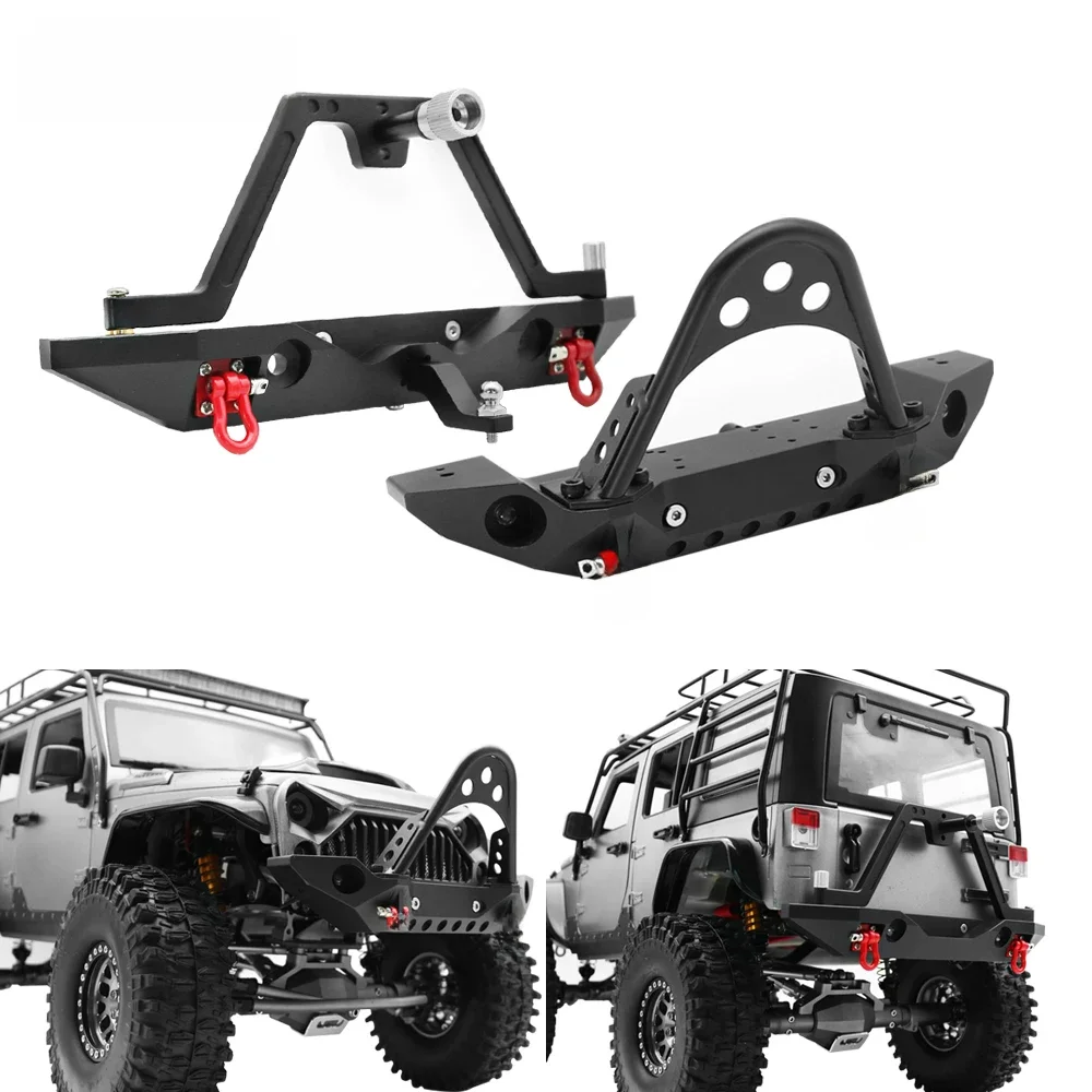 Pare-chocs avant arrière en métal avec pneu de rechange 1.9 "pour 1/10 RC chenille axiale SCX10 et SCX10 II 900046 AXI03007 GRT 86181 pièces de mise à niveau