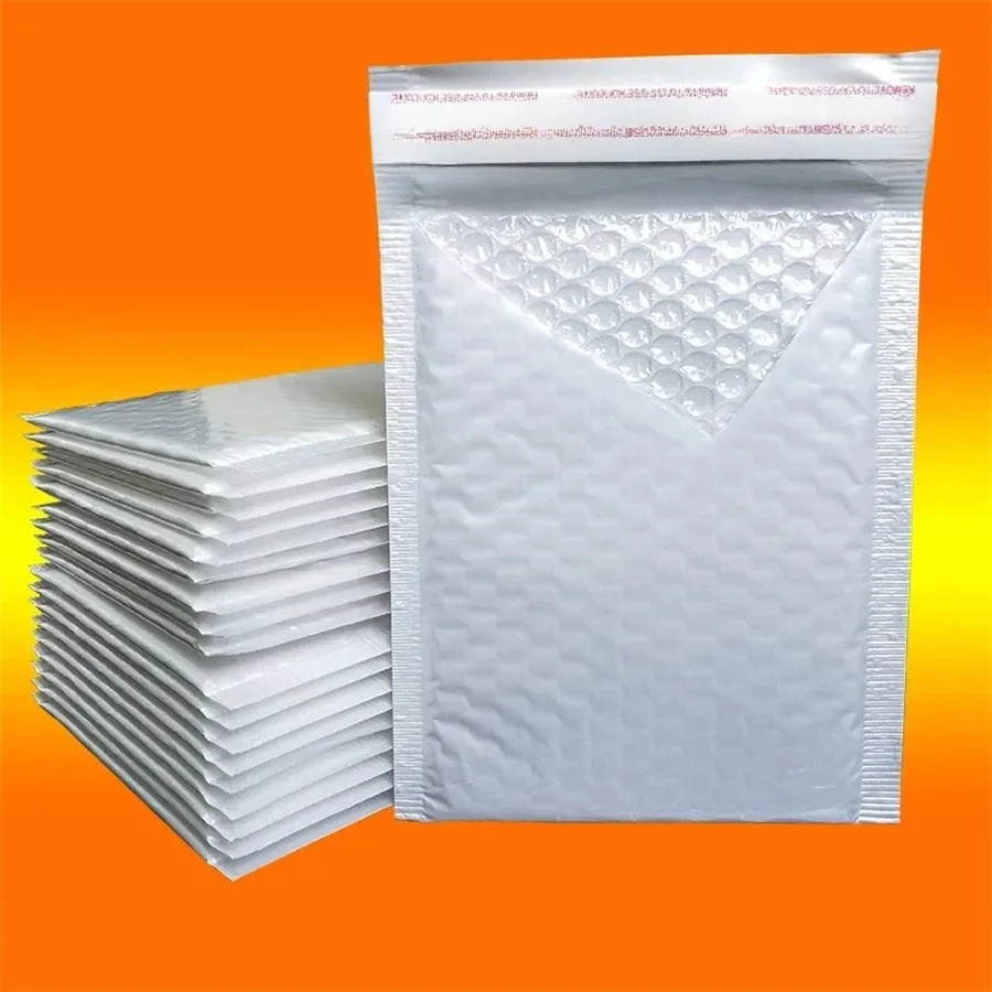 50pcs Film nacré sac à bulles étanche emballage sac Express mousse blanche auto-scellant sac d'expédition enveloppe épaissie