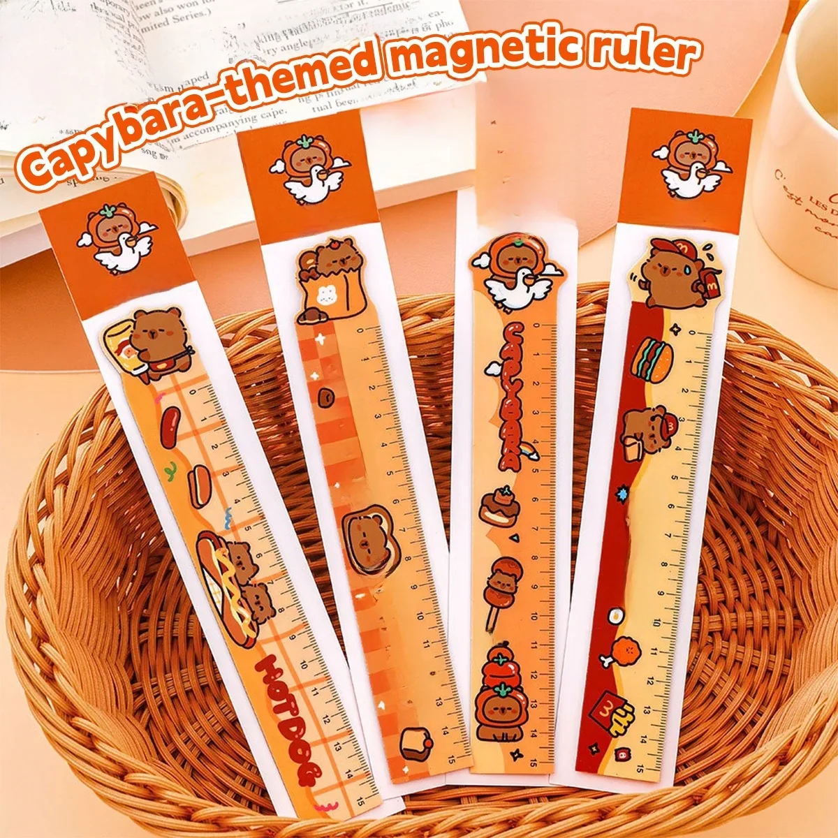 Kawaii dessin animé Capybara 15 Cm règle de signet magnétique règle mignonne mesure outil de dessin enfants étudiant cadeau petit prix