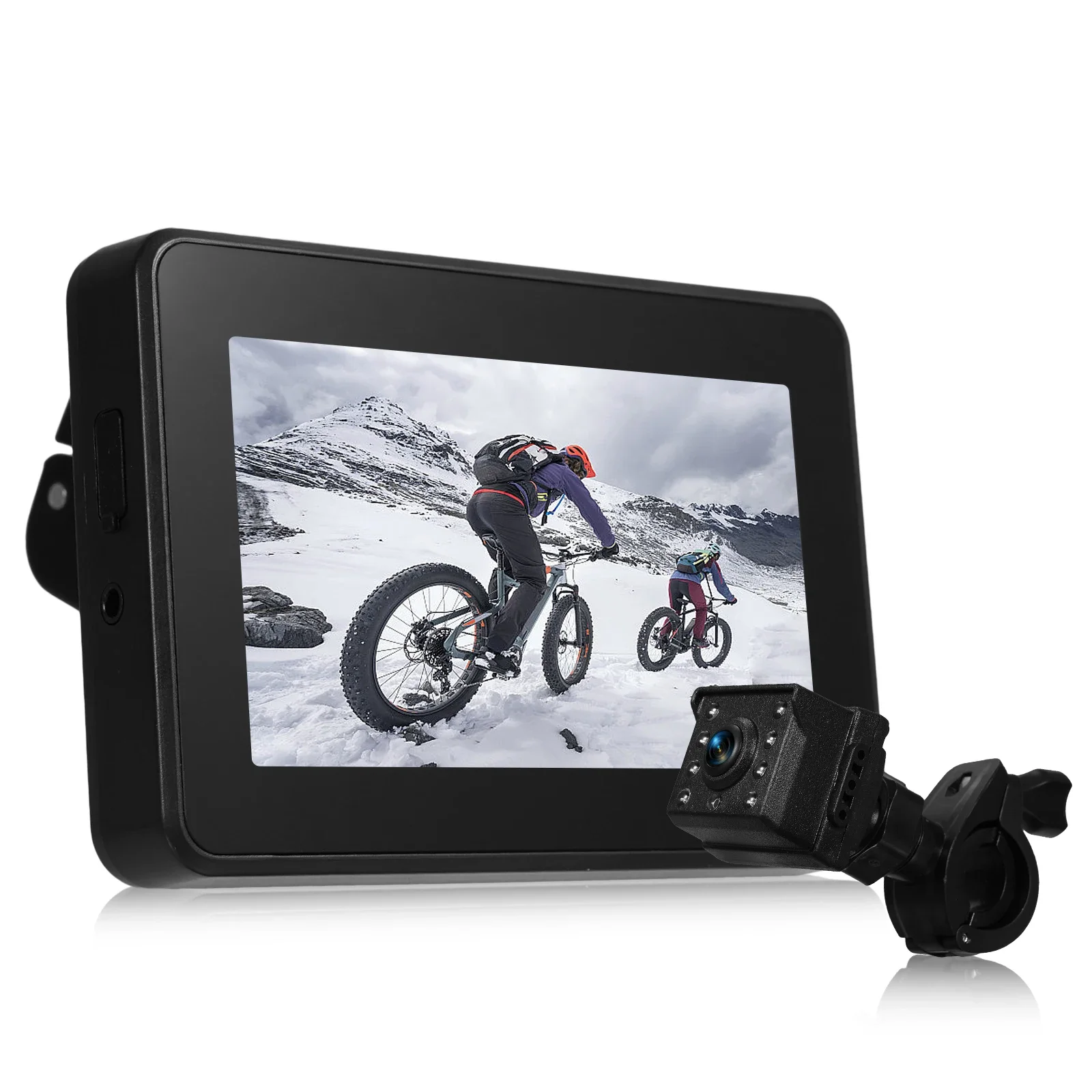 AliExpress Handlebar Bike Mirror, 1080P Bicycle Rear View Camera w/ 4.3'' Monitor 8-LED Night Vision 150° Wide