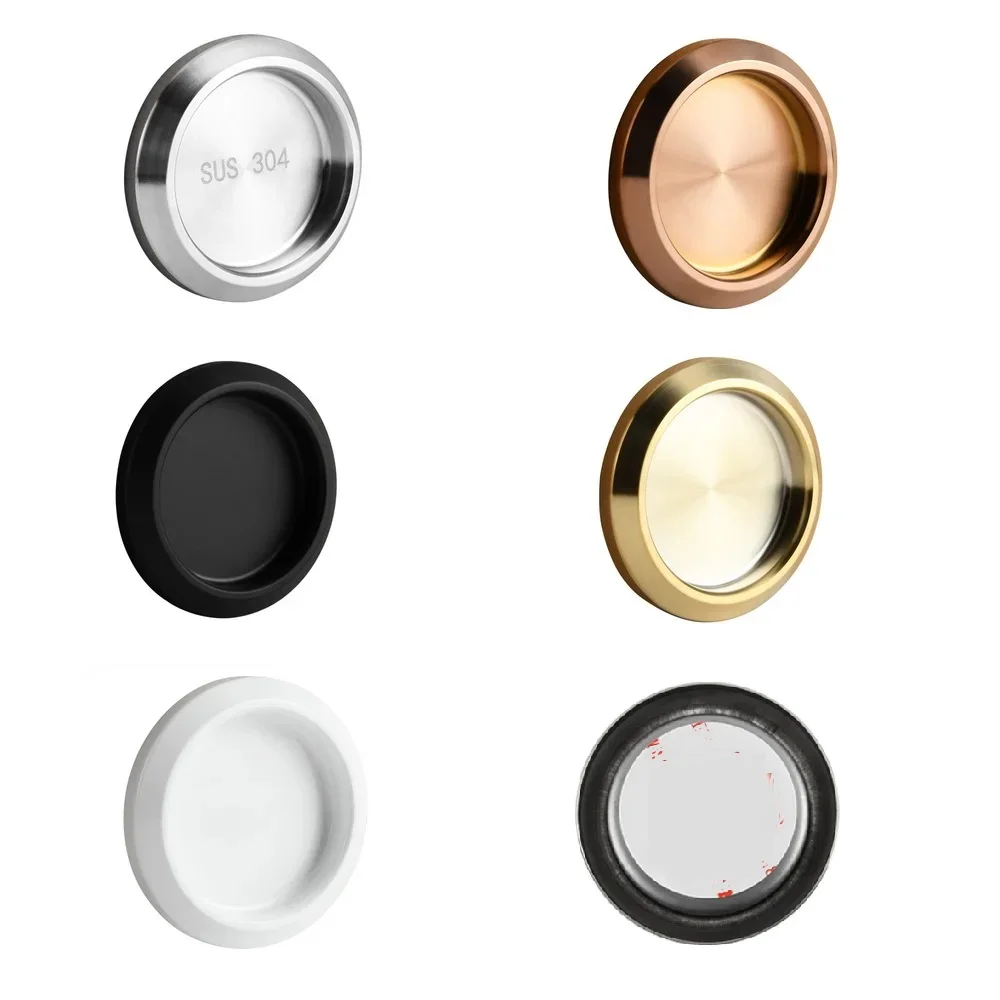 

2Pcs Stainless Steel Round Finger Pull For Sliding Glass Wooden Door Surface Stick Mount Rose Gold Matte Black White