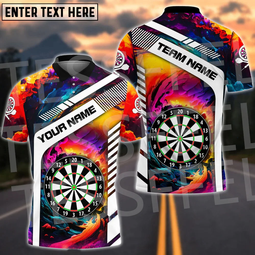 Custom Name Darts Player Sports Beer Game Retro 3DPrint Summer Casual Harajuku Polo Shirts Jersey Streetwear Short Sleeves XN8