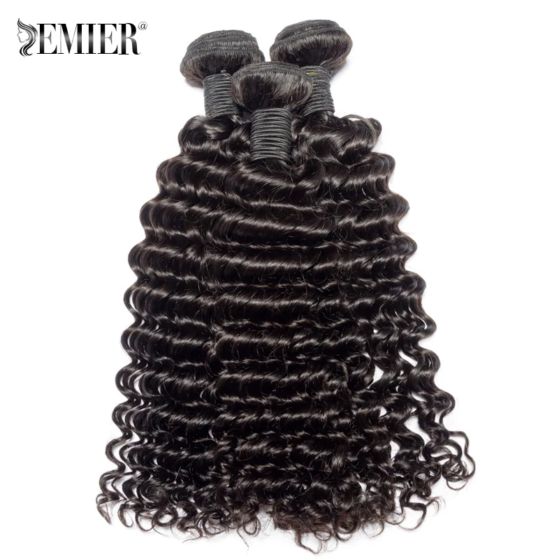 Tissage en lot Deep Wave brésilien Remy naturel, extension de cheveux bouclés, 10-30 pouces, lot de 1/3/4 pièces