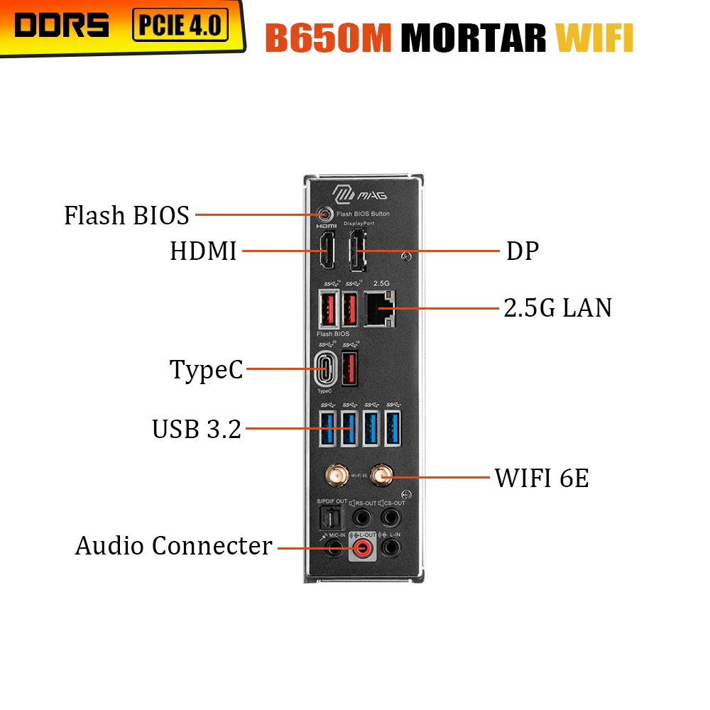 Комбинированная Материнская плата MSI MAG B650M, с WIFI DDR5, AM5 с AMD Ryzen 7 7800X3D, комплект процессора Fury 5200 МГц DDR5 16 Гб x2 RGB память HDMI DP USB поддерживает видеокарты NVIDIA AMD для настольных ПК Gamer