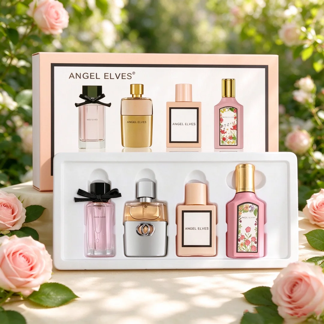 4Pcs ANGEL ELVES Lady Perfume Set Long Lasting Fragrance EDP Spray Floral Scent Women Perfume Gift Box For Birthday Wedding Gift 4
