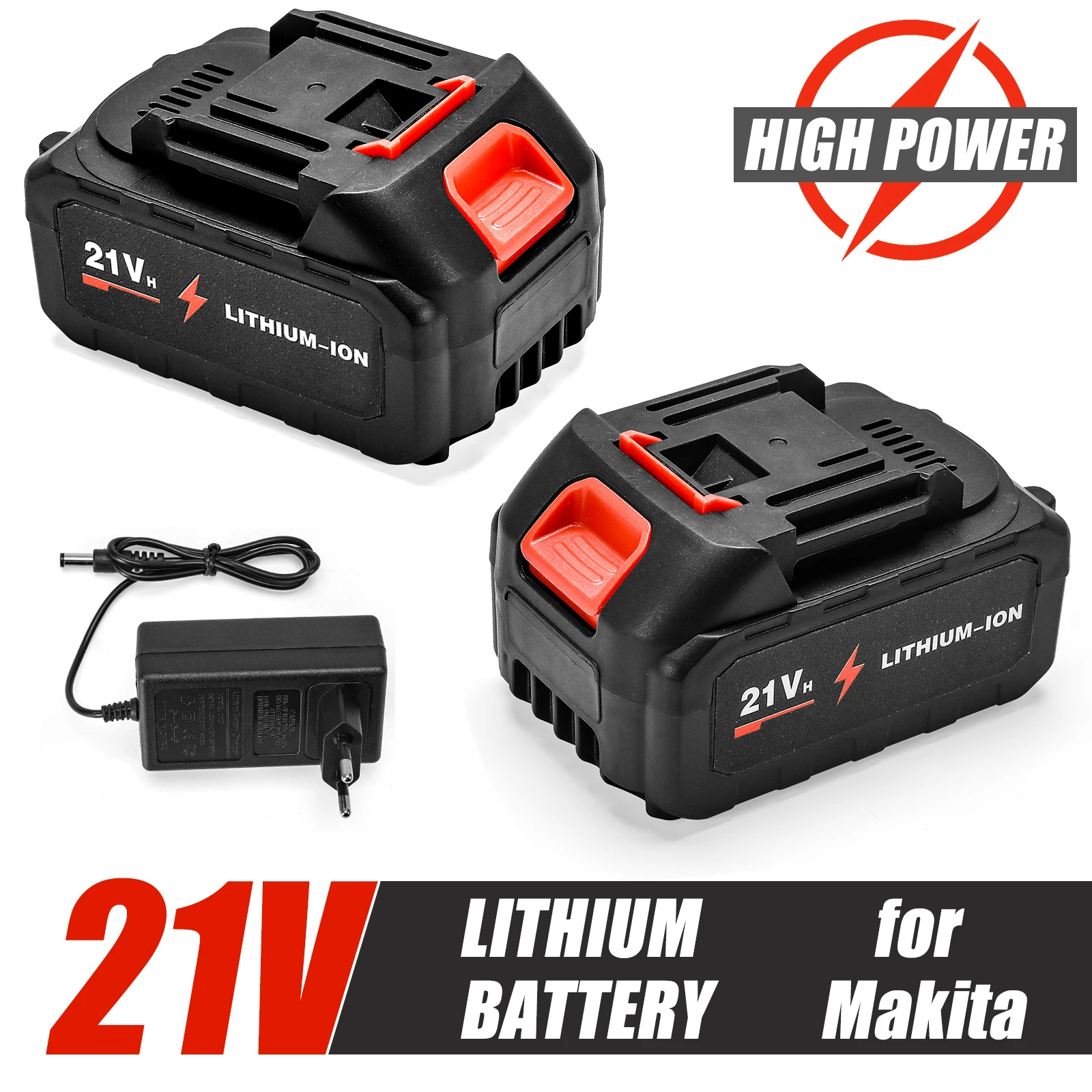 21V Wiederaufladbarer Lithium-Akku für Elektrowerkzeuge, Universeller Akku für Makita Schraubenschlüssel, Winkelschleifer, Kettensäge, Elektrobohrer