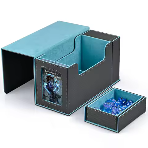 Card Deck Box with Display Window, Perfect Christmas Gift, MTG Commander Deck Box Fits 200 Double-Sleeved Cards with Dice Tray &amp;