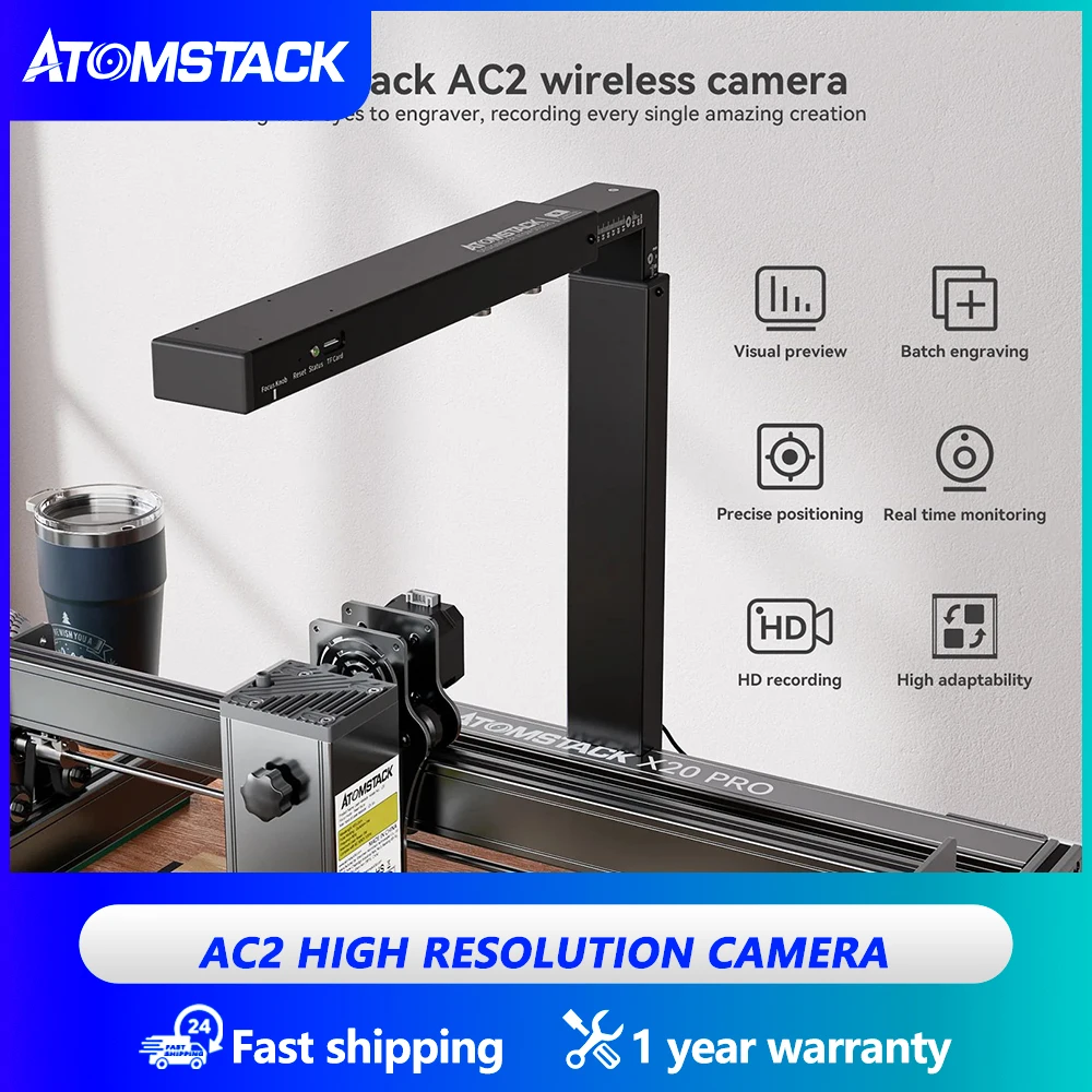 Atomstack AC2 Lightburn High-Precision Phase Camera 1Mm Precise Positioning 400*400Mm Engraving Machine 32Gb Memory Card