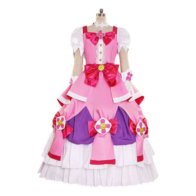 Go PRINCESS Cure Flora Cosplay Costume Game Pink Dress Halloween Suits Carnival Uniform Women Anime Outfits Clothes Party cloth