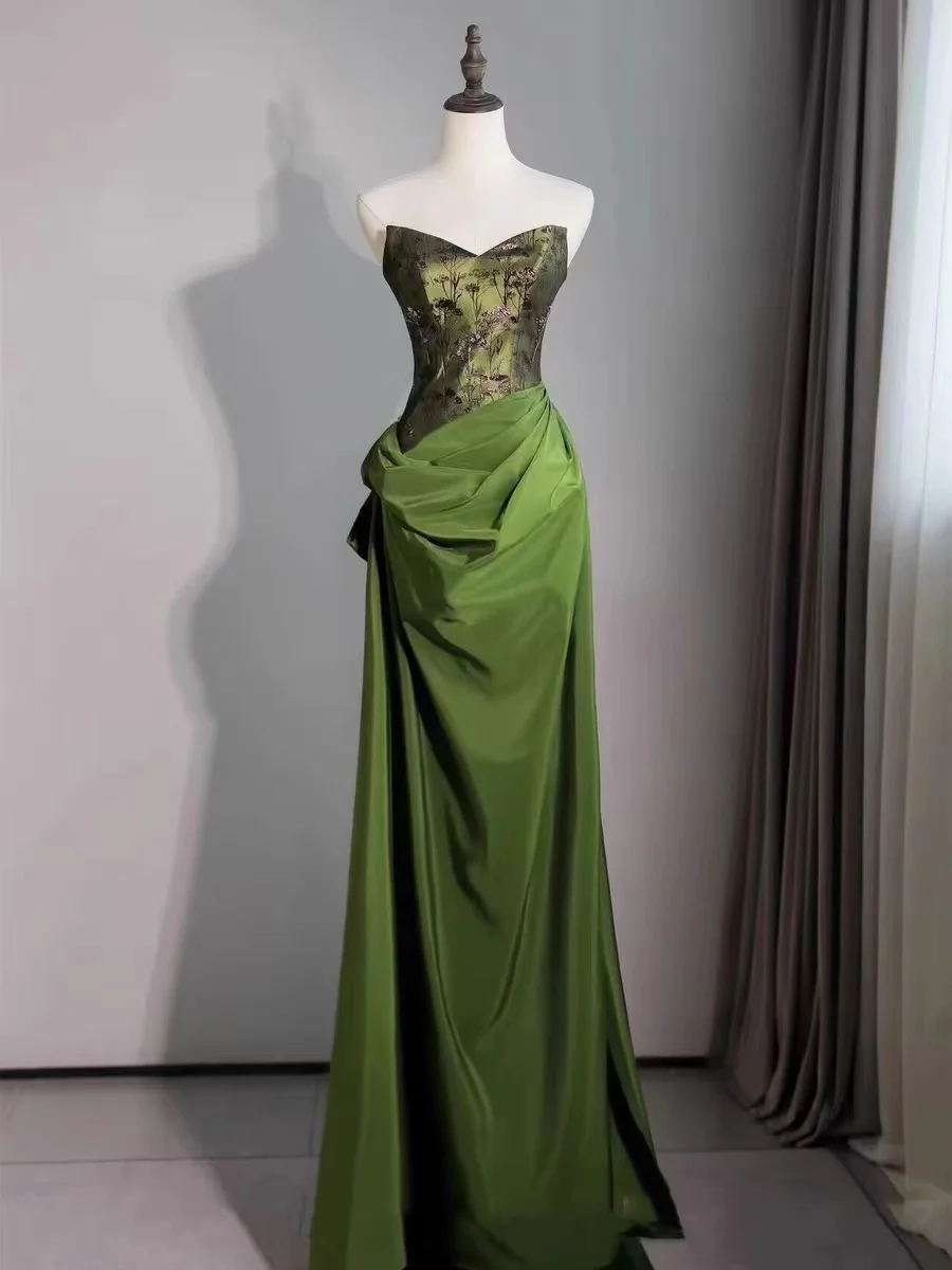 

Green dressing gown new Chinese style girl cheongsam toast high-end dress dress