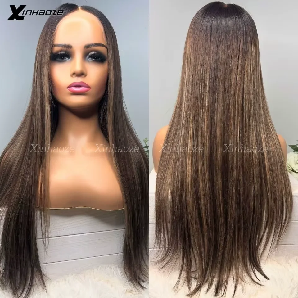 Perruque Lace Front Wig brésilienne naturelle, cheveux lisses, brun foncé, sans colle, 13x6/360, pre-plucked, 5x5, haut en soie