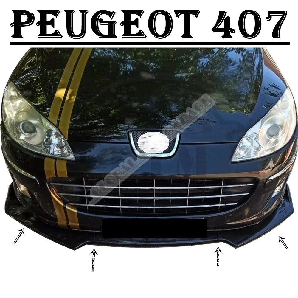 For Peugeot 407 Front Bumper Attachment Lip 2004-2010 Piano Glossy Black Splitter Diffuser Universal Spoiler Bumper