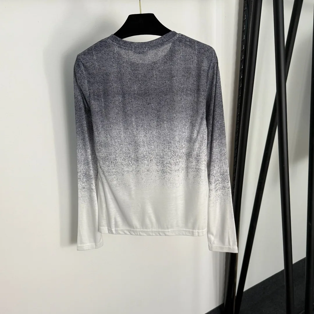 

2025 New T-shirt long-sleeved o-neck cotton Gradient color Fashionable Versatile Slimming Figure-hugging