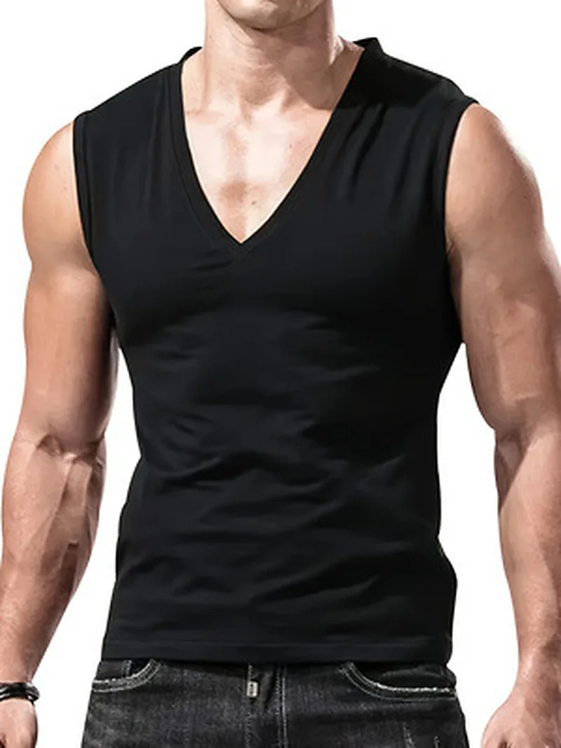 Gilet sans manches à col en V pour homme, pour amincir et développer les muscles, à porter au quotid