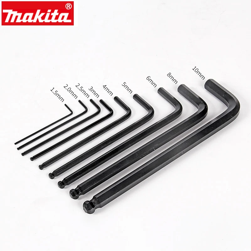 Malita 9 PCS Allen Wrench Set B-65894 Long Arm Ball End Hex Key Socket Head Screw Wrench Vehicle Repair Hand Tool Set