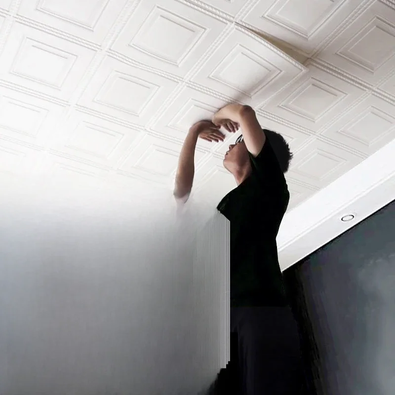 70 cm * 70 cm 3D chambre décor chaud décoration auto-adhésif Stickers muraux mousse imperméable Anti-collision papier peint plafond fond