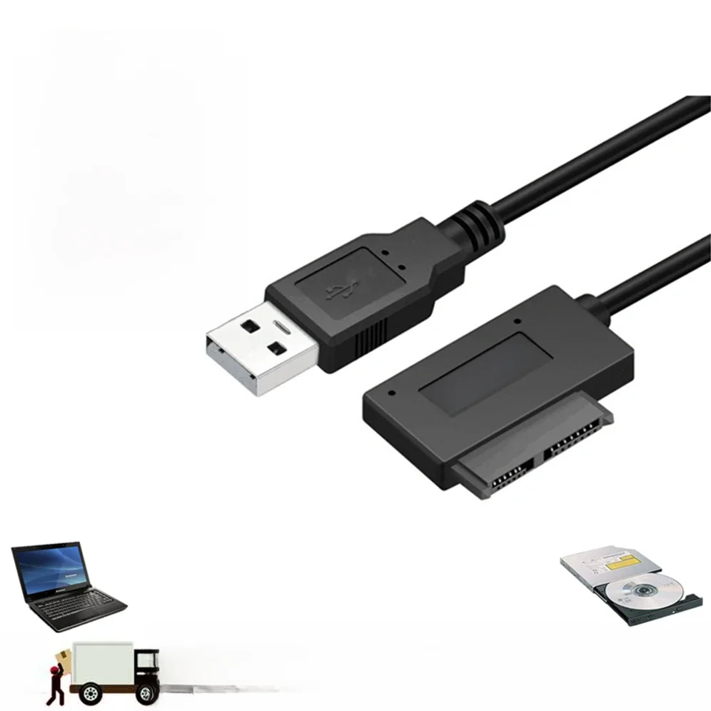 Grwibeou USB 2.0 vers Mini Sata II 7 + 6 13 broches adaptateur câble de convertisseur pour ordinateur portable CD/DVD ROM convertisseur de lecteur mince HDD Caddy