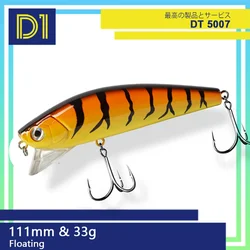 D1 Fishing Minnow Super-floating Longines Wakey Boo Fat Lure 111mm 33g Sea Wake Bait Hard Plastic Pesca For Pike Seabass Tackle