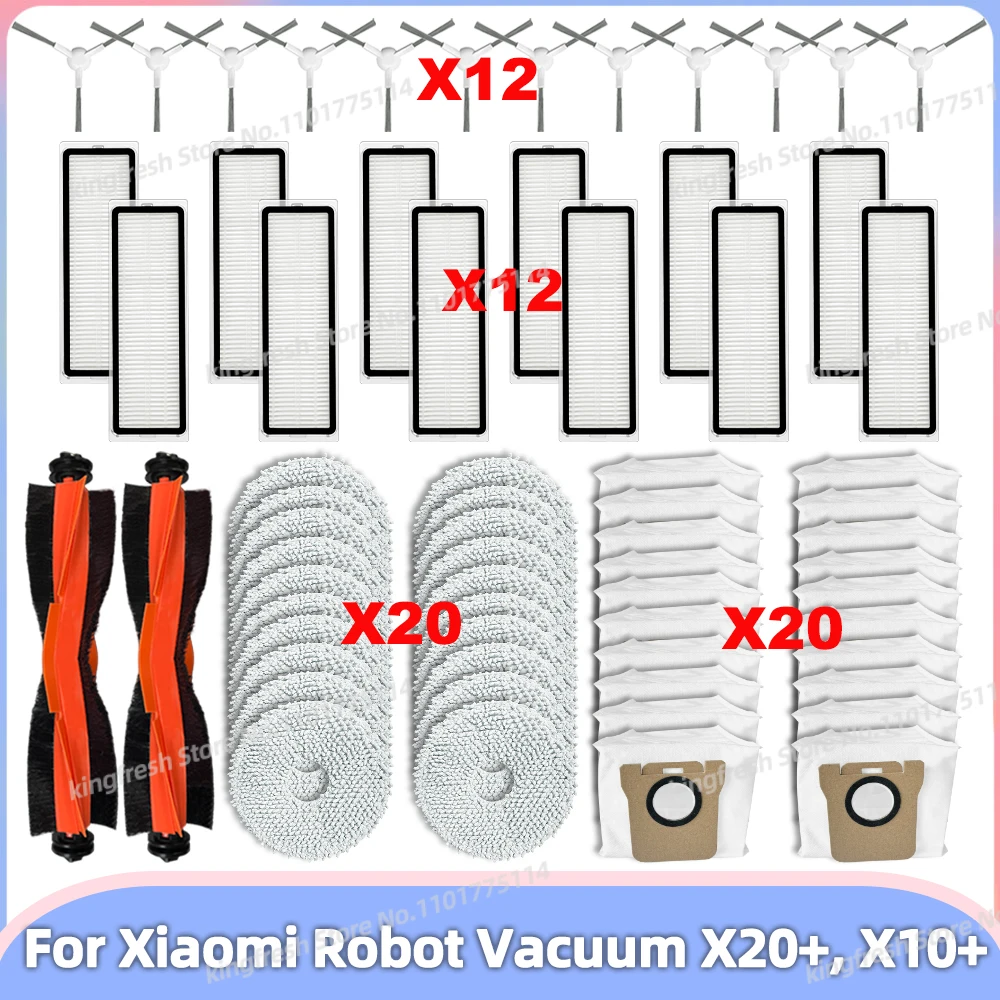 4 stuks) X20 vervangende dweilpads compatibel met Xiaomi X20 / X20 Plus/1S/S20 plus/S20 / X10 / X20 pro robotstofzuiger, wasbare vervangende dweildoeken, dweilpad accessoires kit