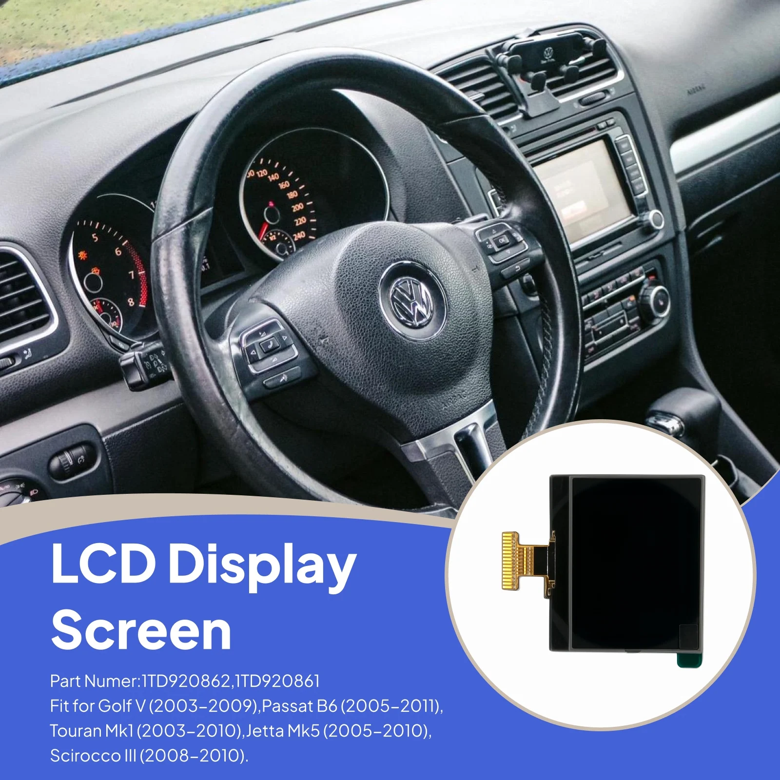 

LCD Display Screen Repair Parts Car Accessory Component Replacement for Caddy MK3 Pre-facelift Models for Touran MK1 for Golf V