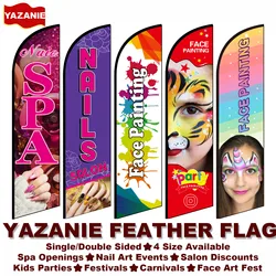 Nail Salon Face Painting Feather Flag Nails SPA Graphic Custom Printing Beach Flags Advertising Promotion Decoration for Outdoor