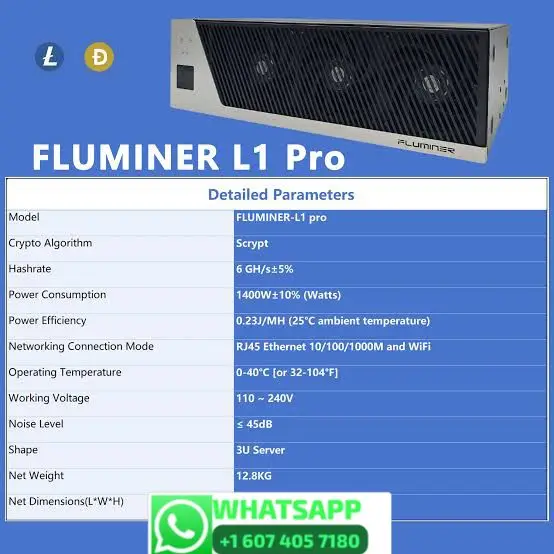 HD. Фирменный майнер FLUMINER L1 Pro 6.0Gh/s DOGE LTC BEL Scrypt с оригинальным блоком питания в комплекте