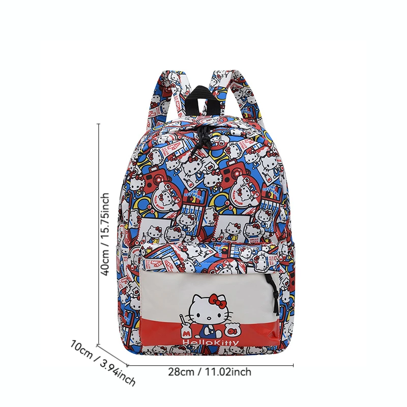Sanrio HelloKitty Desain Grafiti Ransel Pelajar Ransel Fashion Serbaguna Ringan Kapasitas Besar Ransel