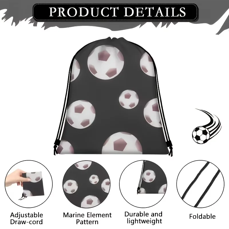 12Pcs Soccer Ball Drawstring Bags, Random Football Print, Lightweight Storage Sack for Birthday Party Favors & Gift Pouches