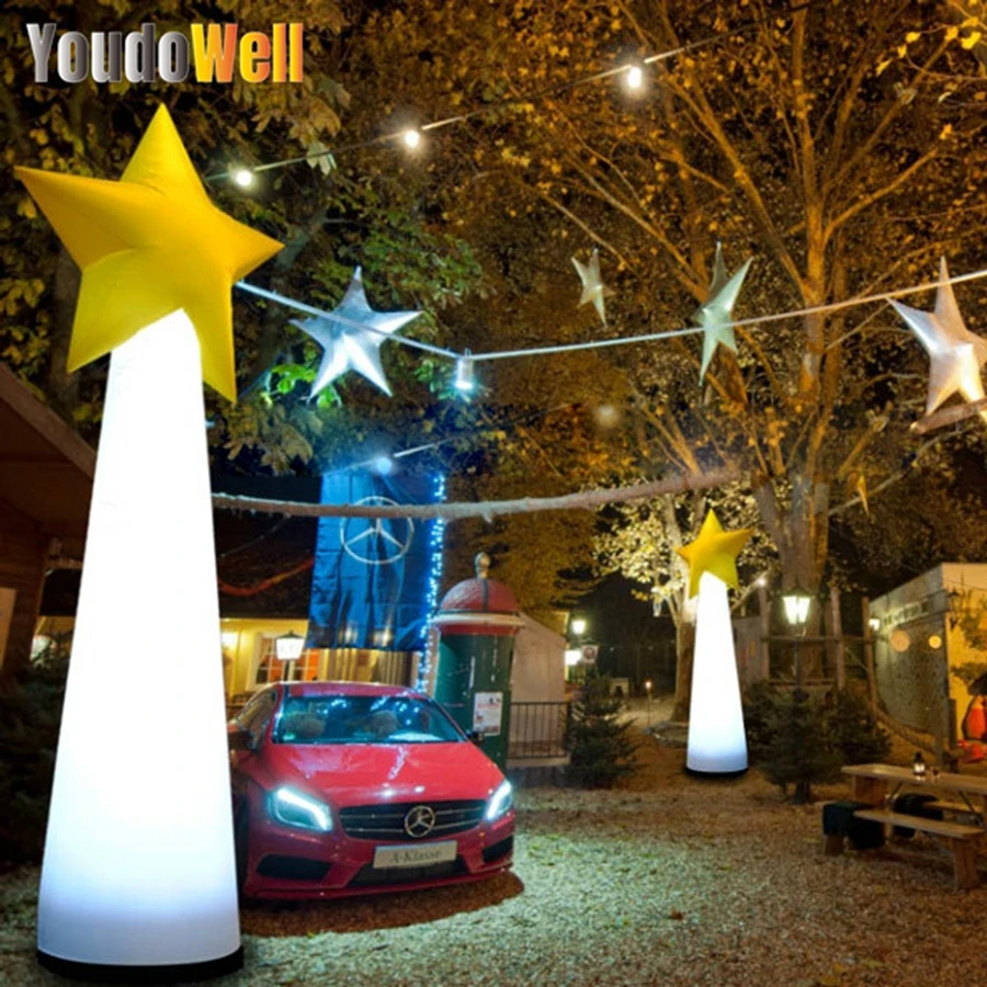 

Colorful Inflatable Cone with Shinning Star and Led Lights for Party and Stage Decoration